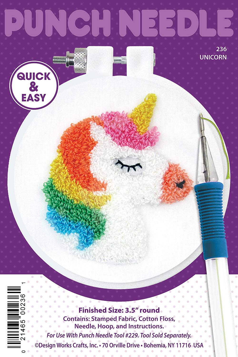 Design Works Crafts Punch Needle Kit, Unicorn DesignWorks Ink