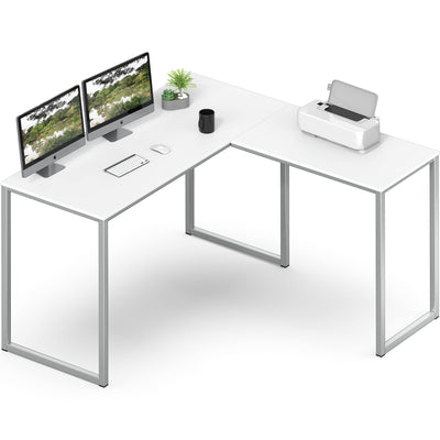 SHW 48-Inch Mission L-Shaped Home Computer Desk, White