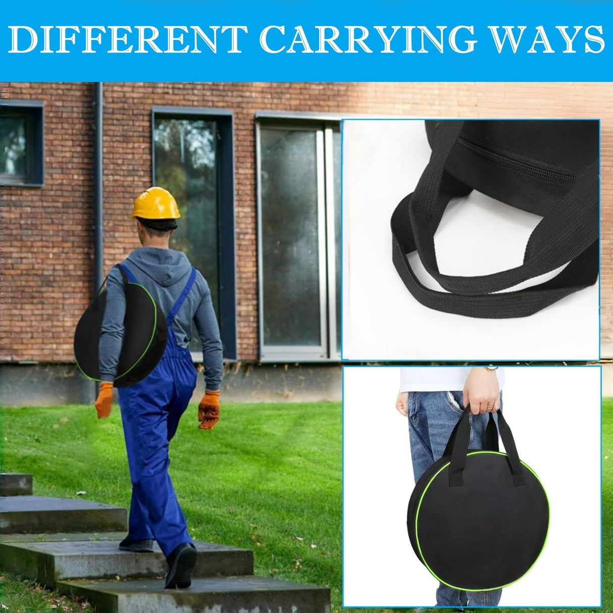 BLIRITEL Round Cable Bag, Waterproof Jumper Cable Organizer Storage Bag, Perfect for Jumper Cables,RV Sewer Pipe,EV Charging Cord Storage,Extensions and Garden Hoses,Camper Accessories (Black) BLIRITEL