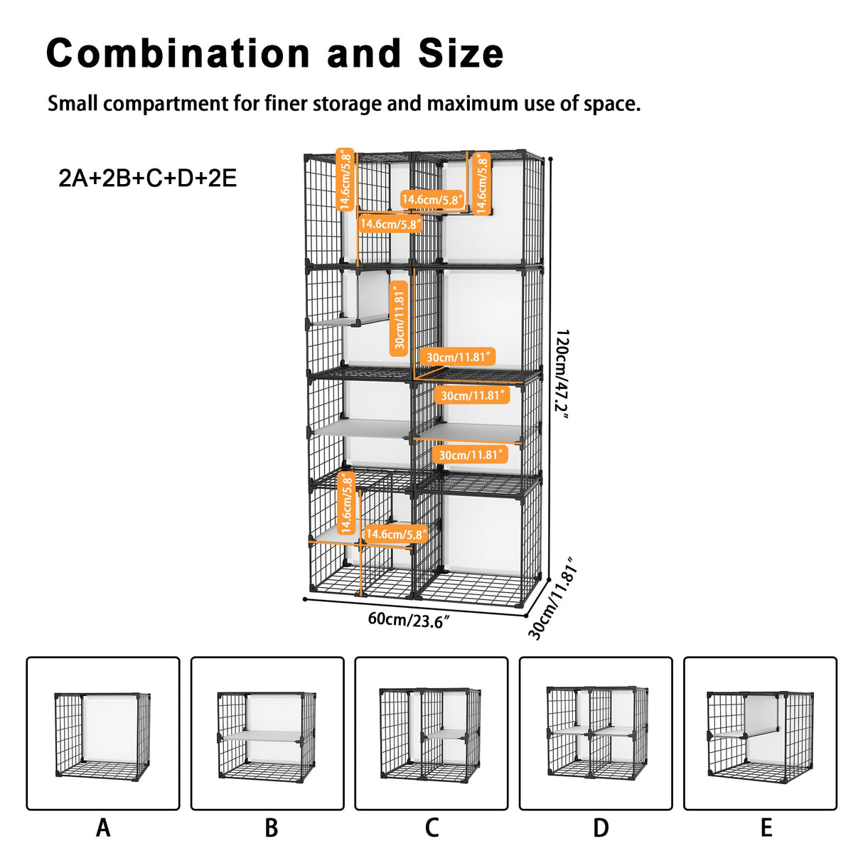 AWTATOS Wire Grid 8 Cube Closet Organizer - Stackable Storage Shelf, Metal Shelving Unit for Bedroom, Black AWTATOS