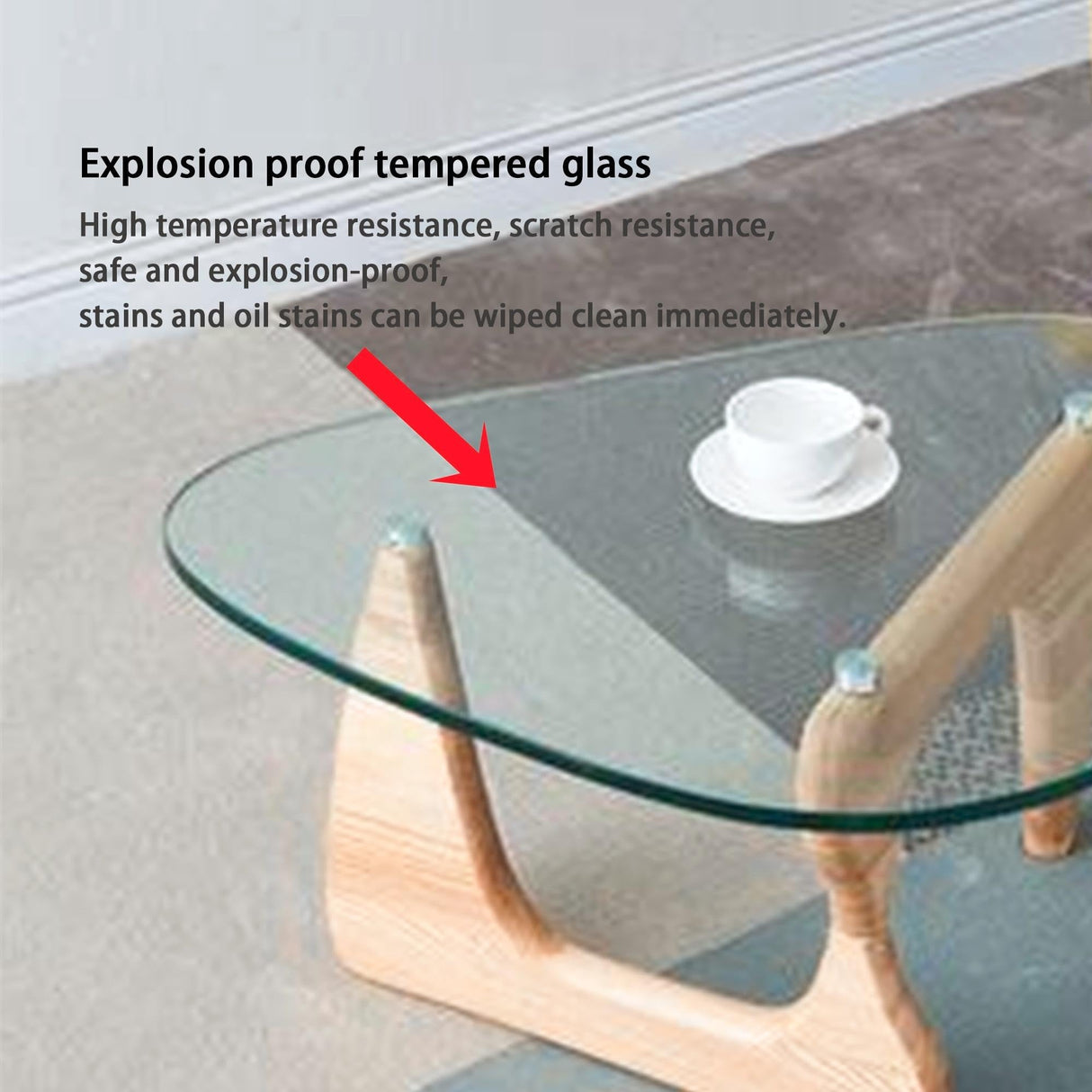 Modern Glass Coffee Table, 32.68" D x 22.44" W x 15.75" H, Abstract Round Tea Tables for Living Room Home Office Industrial Cocktail Tables (Log-Clear Glass/32.68") 1 EasySoul