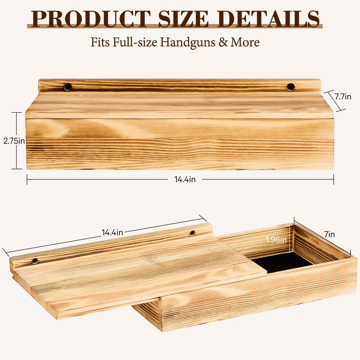 Hidden Gun Storage Shelf-14.4" x 7.7" x 2.75" Rustic Concealment Shelf Concealment Compartment Furniture Hidden Gun Safe Wall Decor for Home Security, Oak Color Dononr