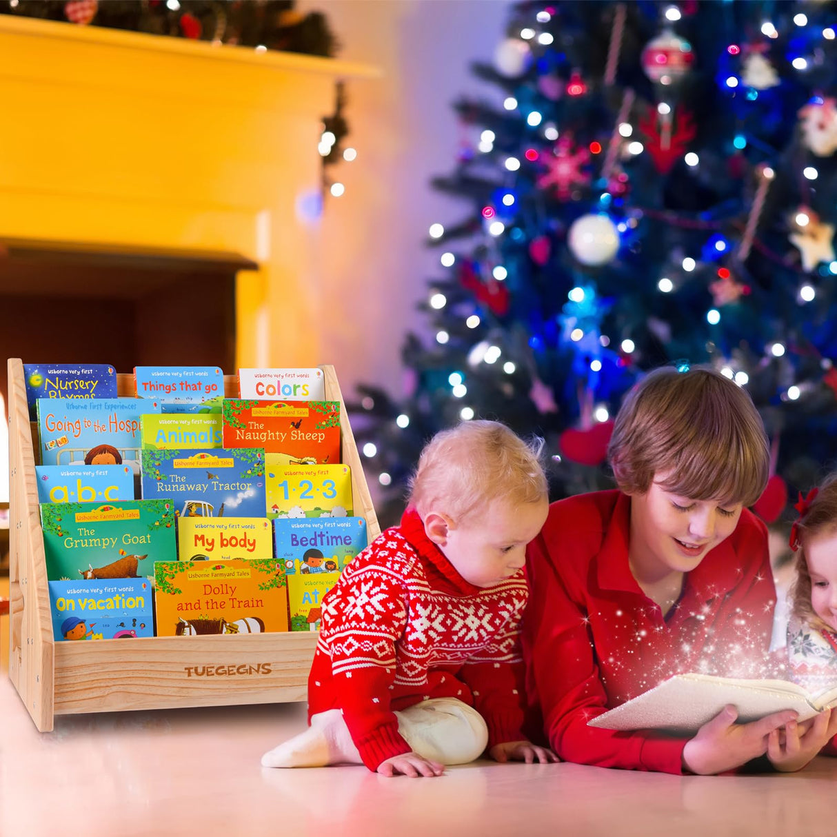 TUEGEGNS Montessori Bookshelf,Toddler Bookshelf for Kids,Organize Your Little One's Reading Adventure with Our Kids Bookshelf - Perfect for Kids!(Wood), Large TUEGEGNS