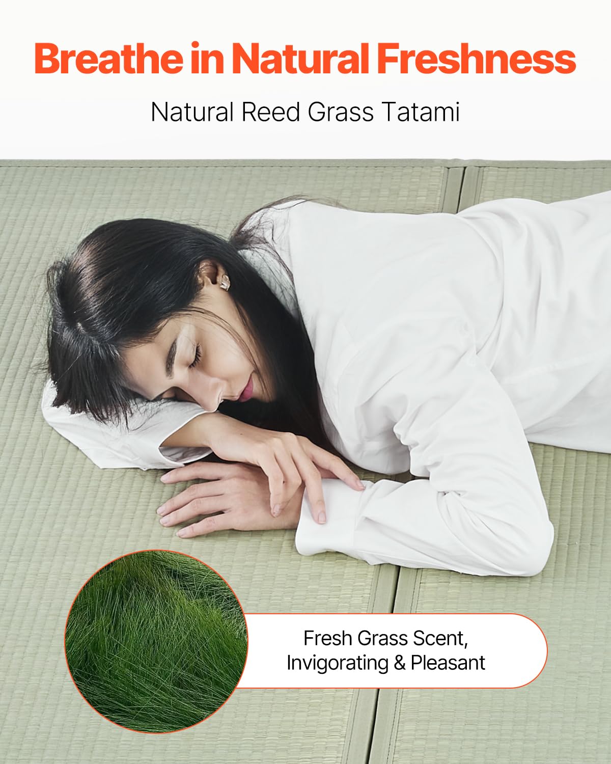 VEVOR Japanese Tatami Mat, Twin XL - 39'' x 80'' Foldable Tatami Mattress, 100% Natural Rush Grass, Japanese Floor Mattress with Non-Slip Backing & Fresh Scent, Tatami for Sleeping, Meditation, Yoga VEVOR