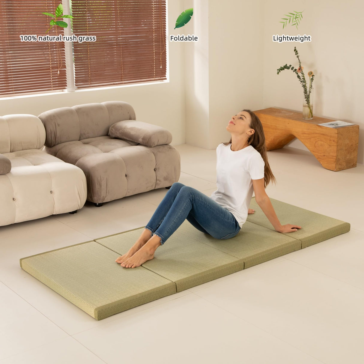 MustMat Tatami Mat Thick Japanese Floor Mattress Rush Grass Tatami Bed Twin 35.4" x 78.7" x 1.8" MustMat