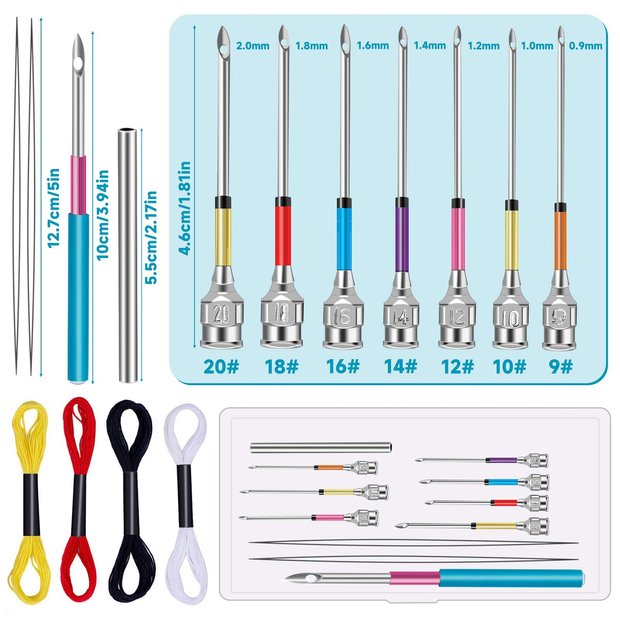8 Pcs Embroidery Stitching Kit - Punch Needles, Cross Stitch Tools with 4 Colors Thread Mayboos