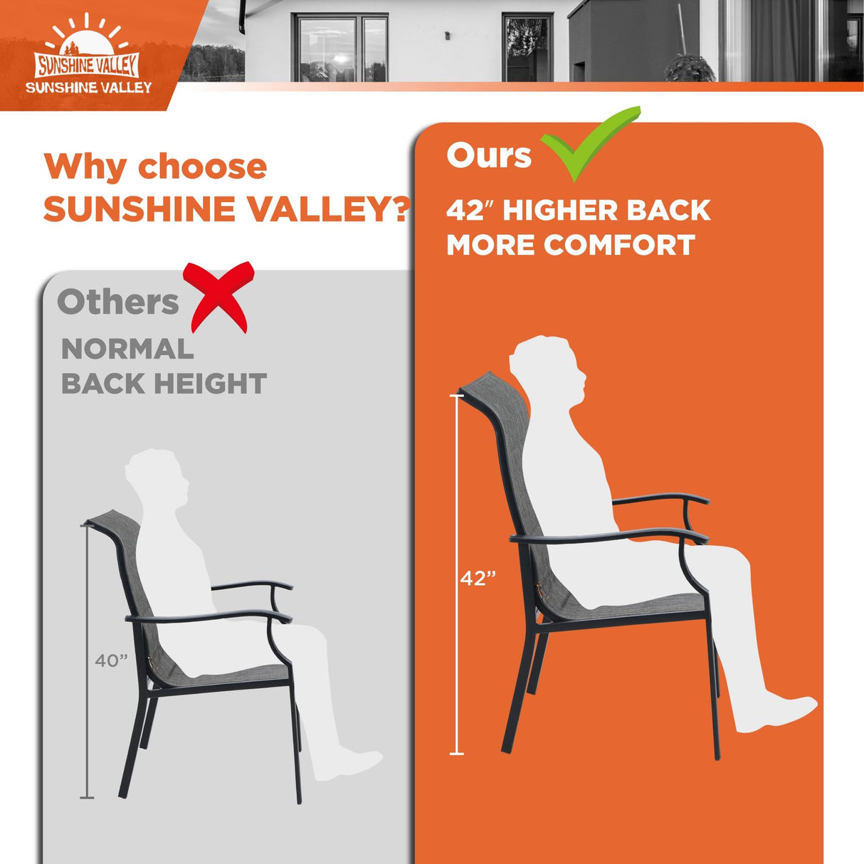 SUNSHINE VALLEY 7 Piece Patio Dining Sets for 6, Outdoor Table and Chairs Set with Patio Dining Table(1.61-2" Hole) and 6 High Back Textilene Patio Dining Chairs, Outdoor Dining Sets for Deck Backyard SUNSHINE VALLEY