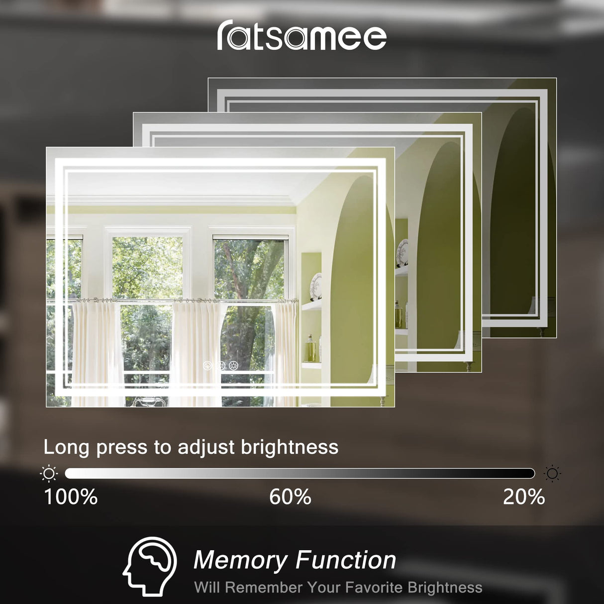 Ratsamee 72x40 Inch Led Mirror for Bathroom with Front Light and Backlit, Dimmable Anti Fog Wall Bathroom Mirror with Led Lights, Water Proof, Decor Vanity Mirror Ratsamee