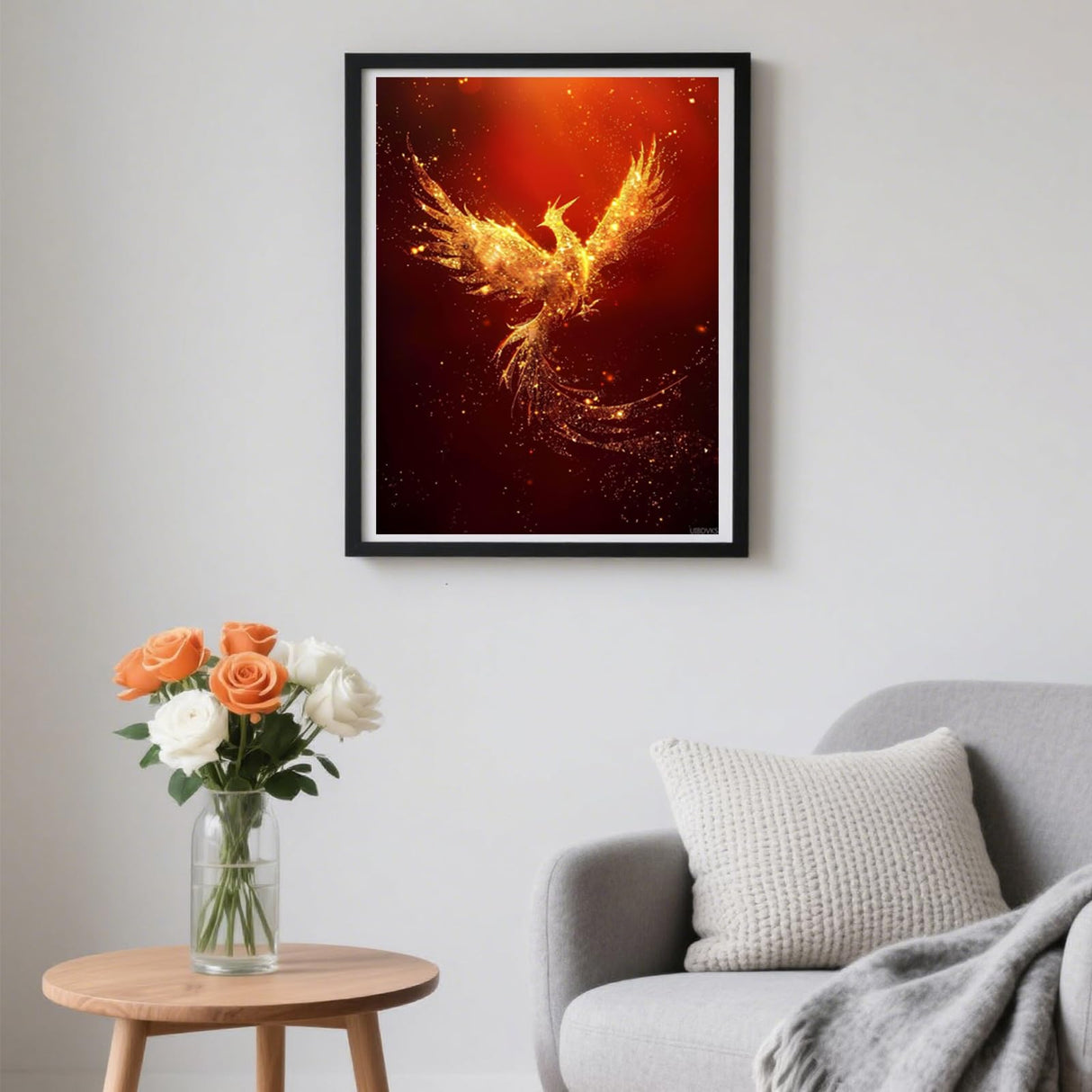 UIBDVKS Diamond Painting Kits 5D The Golden Phoenix Shines in The Darkness Diamond Art with Accessories Tools Phoenix Painting with Diamond Relaxation and Home Wall Decor 12x16 inch UIBDVKS