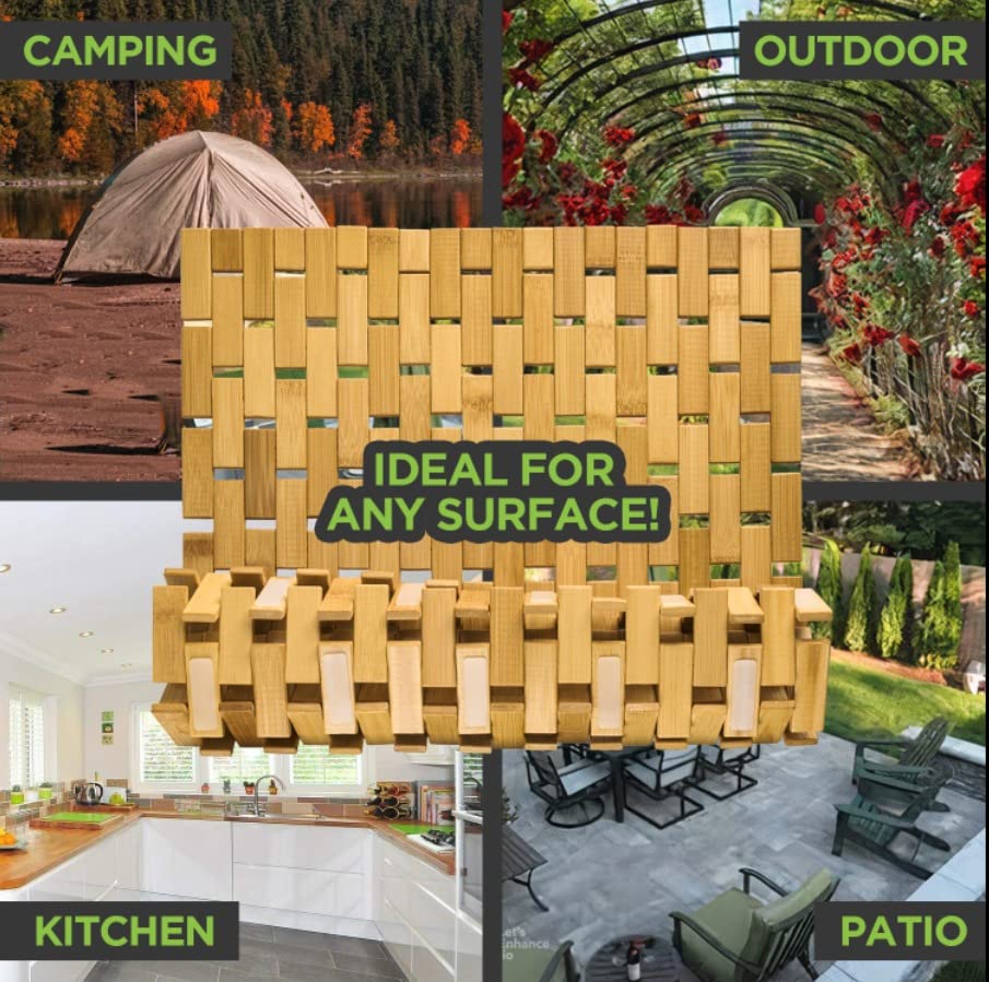 Ruckaye 24x16 Bamboo Bath Mat Premium Bamboo Shower Mat with Silicone Grip Pads Bamboo Bathroom Mat Slip Resistant Bamboo Mat Foldable Wooden Bathroom Mat Waterproof Bamboo Floor Mat Indoor & Outdoor Ruckaye