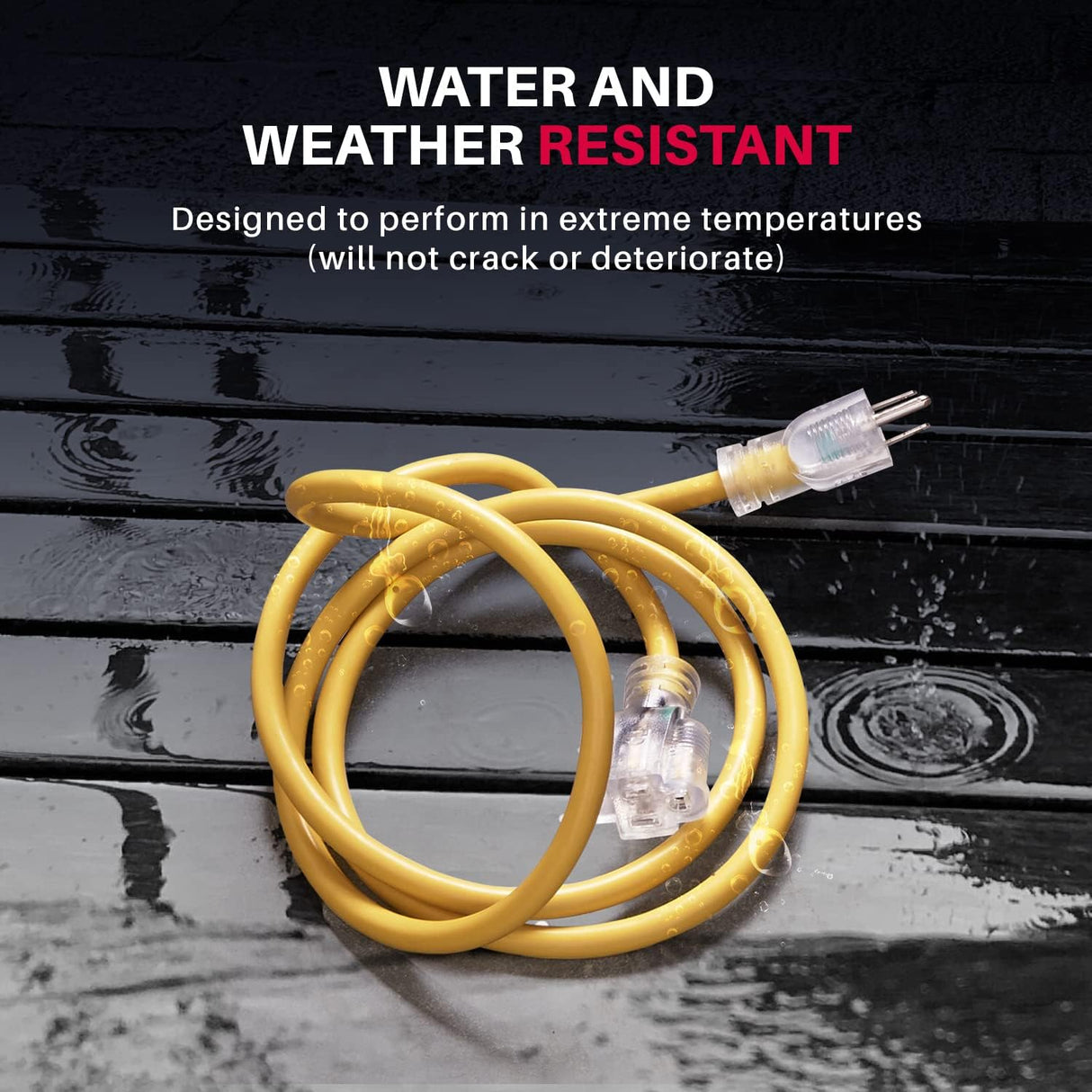 75ft Power Outdoor Extension Cord & Indoor - Waterproof Electric Drop Cord Cable - 3 Prong SJTW, 12 Gauge, 15 AMP, 125 Volts, 1875 Watts, 12/3 by LifeSupplyUSA - Yellow (1 Pack) LifeSupplyUSA