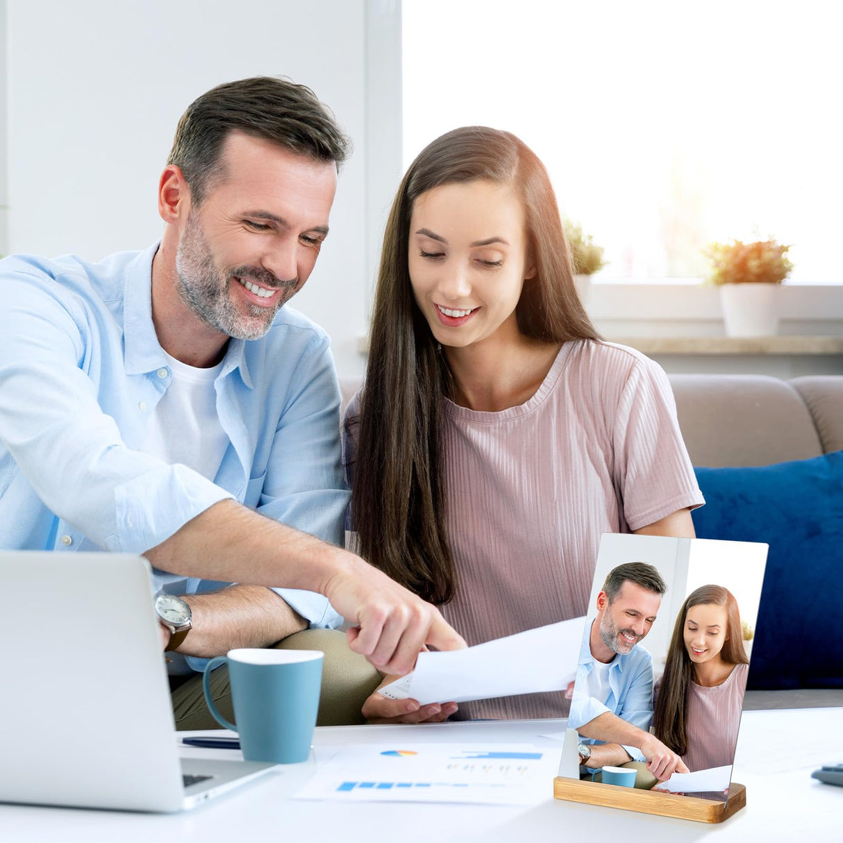 Vercraft 6 Pack Sublimation Photo Frames Blanks 5" x 7" Heat Transfer Metal Picture Frames with Wood Base DIY Photo Prints for Mother's Day Wedding Heat Press Machine Printing Vercraft