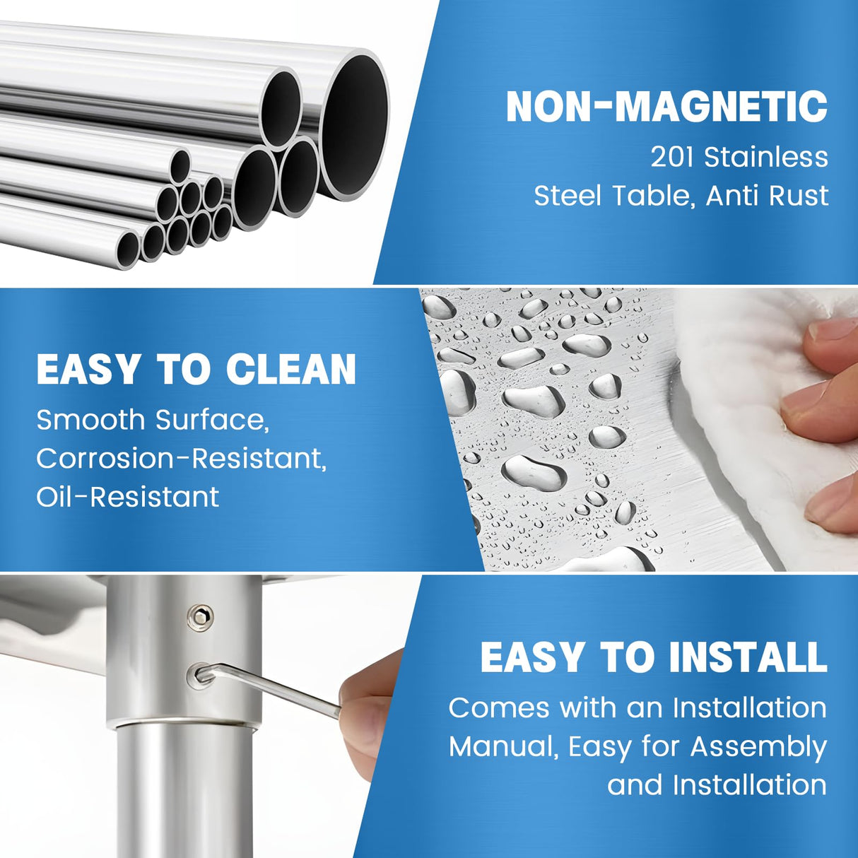 KUARBARR Stainless Steel Table for Prep & Work with 4 Caster Wheels with Adjustable Undershelf 24 x 30 NSF Metal Commercial Kitchen Worktable for Restaurant Home Outdoor KUARBARR