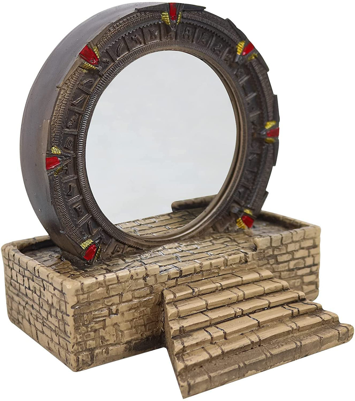 Atlantis Stargate Mirror LED Night Light Star Gate 3D Time Tunnel Ring Mirror Movie Replica Prop Resin Model Toy Table Decor Ornament Gift CAFELE
