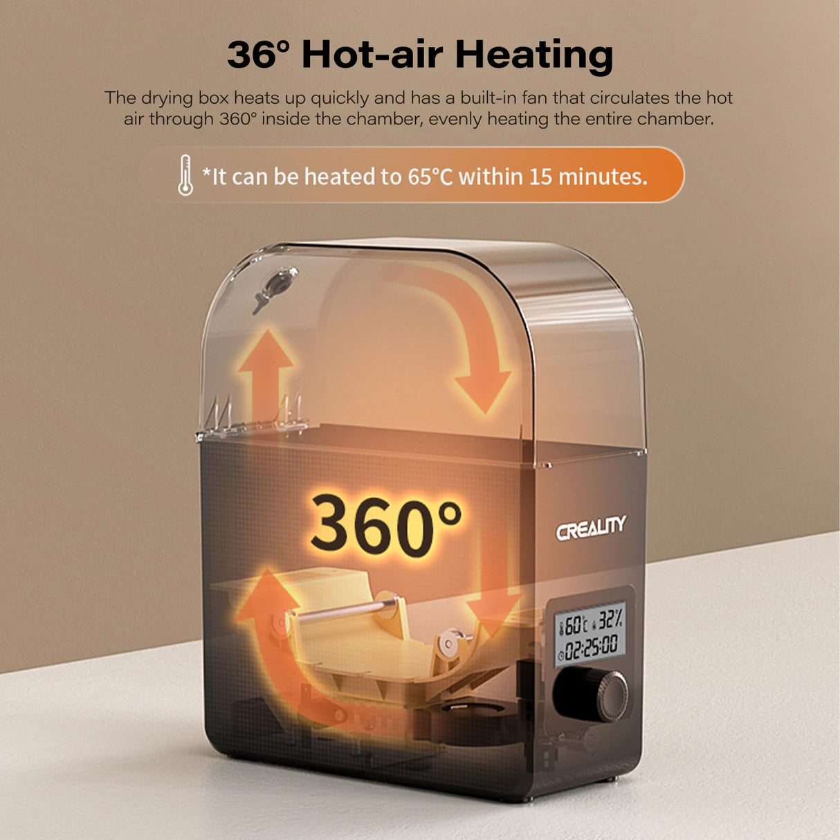 Creality Filament Dryer Box 2.0 Dehydrator Storage Drier Machine with 24h Timer Adjustable 45-65℃ Filament Spool Holder Keep Materials Dry During 3D Printing for 1.75/2.85/3.0 PLA,PETG,ABS,TPU ENOMAKER