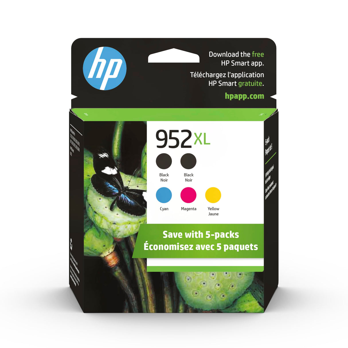 HP Original 952XL Black, Cyan, Magenta, Yellow High-Yield Ink Cartridges (5-Pack) | Works OfficeJet 8702 OfficeJet Pro 7700, 8210, 8700 Series | Eligible for Instant Ink | 6ZA00AN HP
