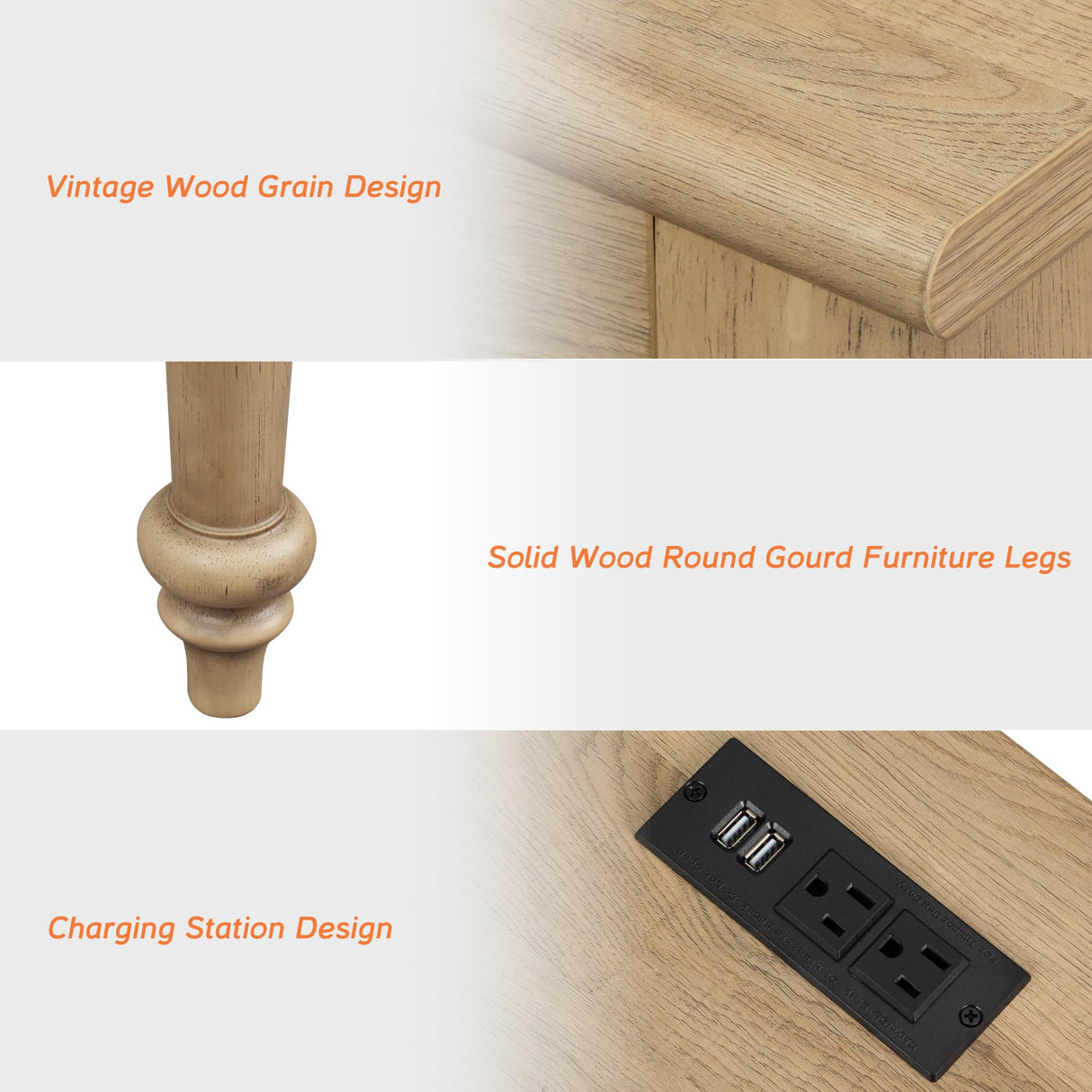 WAMAPT Farmhouse Executive Desk with 5 Drawers, Home Office Desk with Charging Station, Wood Computer Desk with File Cabinet Storage, Door, Open Shelf for Work and Study, Oak, 55 inch WAMPAT