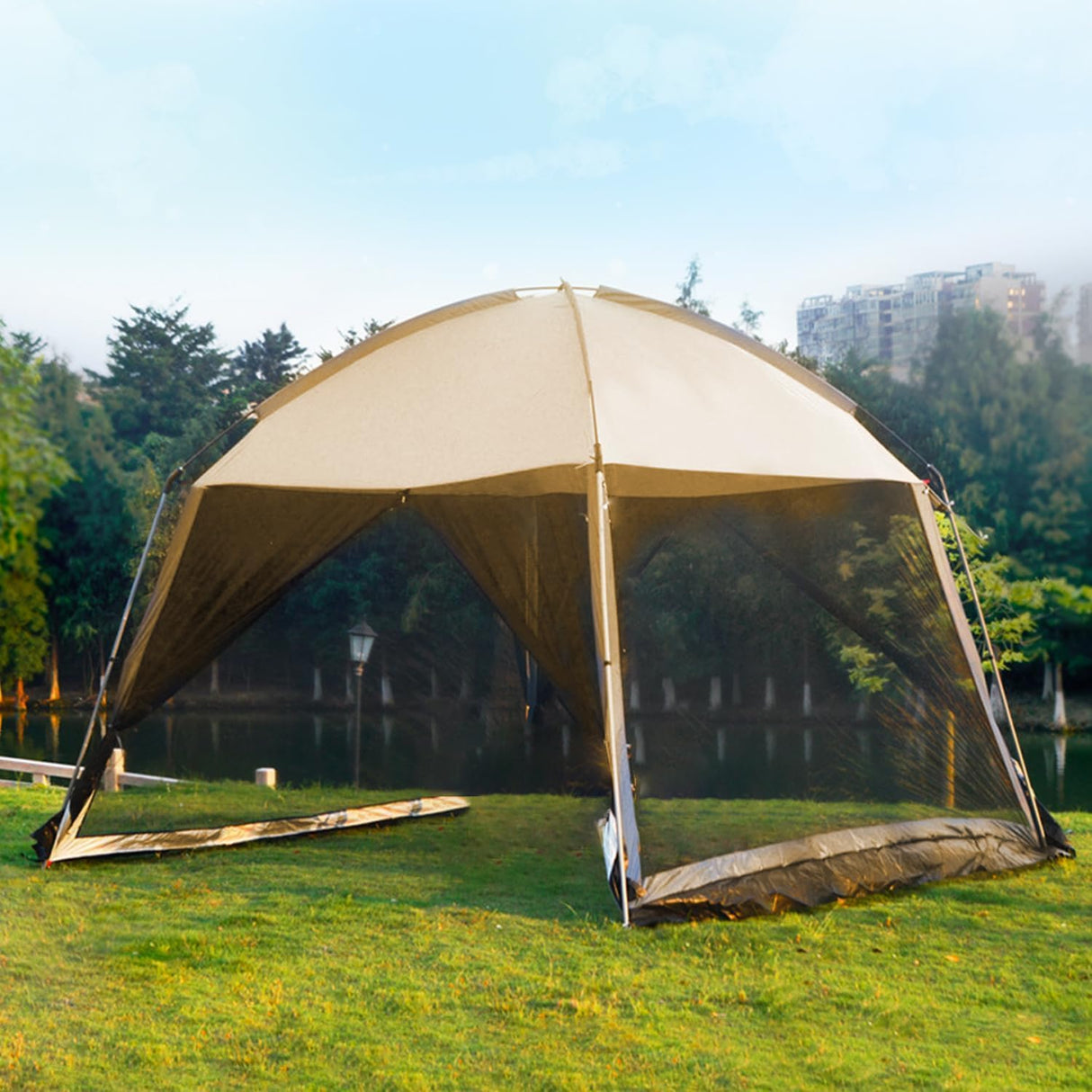 GVDV Screen House Tent 11x11 Ft Mesh Net, Outdoor Camping Screen Room Sun Shade Gazebo Shelter Included Carry Bag, Easy Setup & Waterproof, Perfect for Family Picnic, Backyards, BBQ and Party GVDV