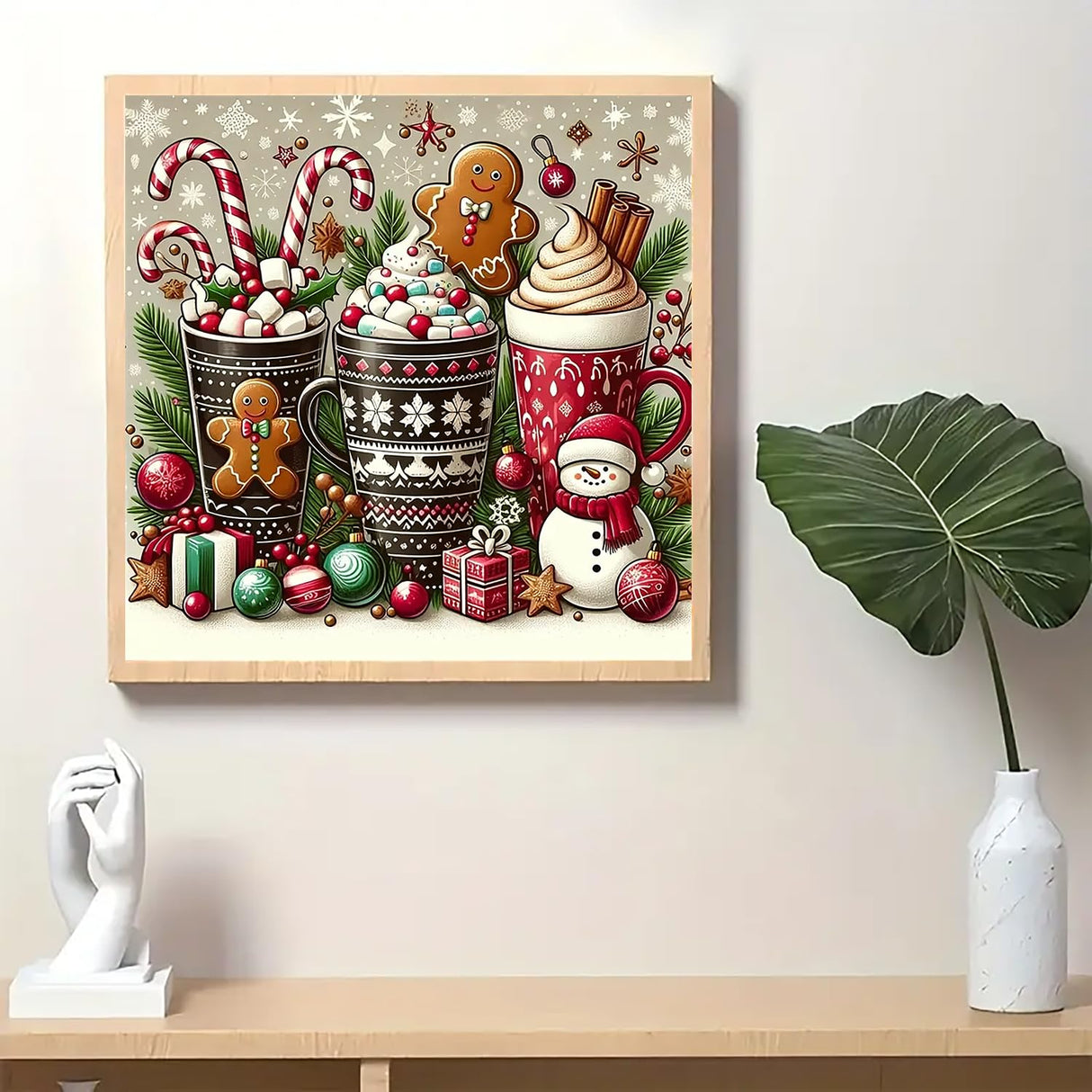 Christmas Snowman Ice Cream Cup Diamond Art Painting Kits for Adults, Diamond Painting Kits for Adults Beginners, 5D DIY Full Drill Diamond Dot Gem Art Kits for Adult, Home Wall Decor 13.8x13.8 Inch AWLNKMC