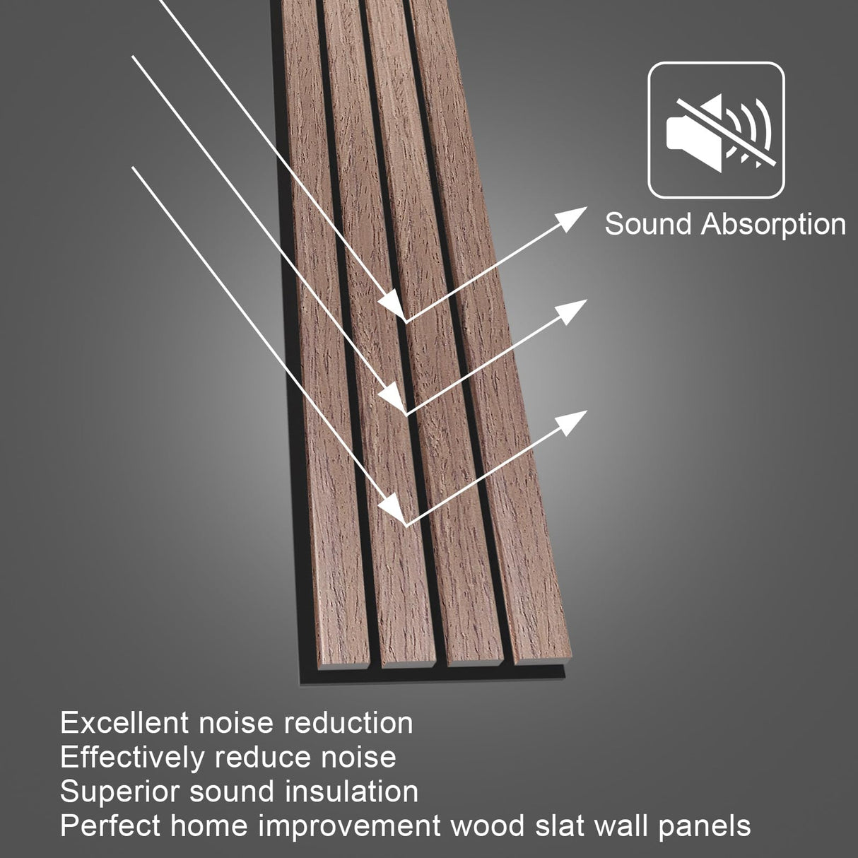 NeatiEase Wood Wall Panels, 9 Feet Acoustic Slat Wall Panels for Interior Wall Decor and Noise Reduction, Decorative Slat Wall Paneling, Smoked Oak, 4-Piece NeatiEase