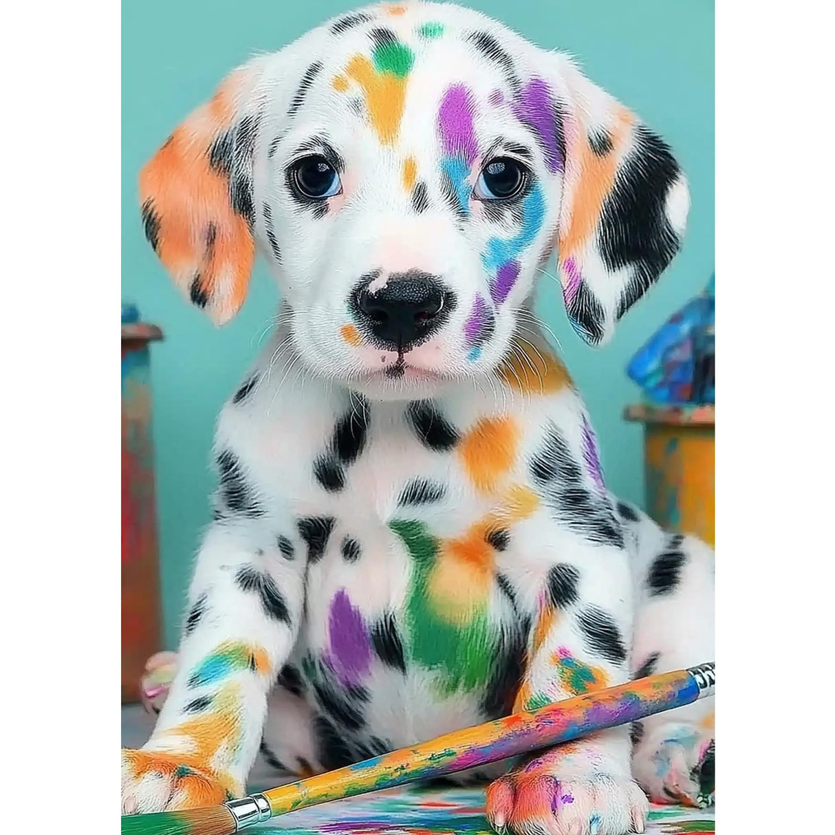 MXJSUA Dalmatian Puppy DIY Diamond Painting by Number Kits for Adults, Dog 5D Round Drill Diamond Gem Art Painting Picture Arts Kits Craft for Home Wall Decor 12x16 Inch MXJSUA