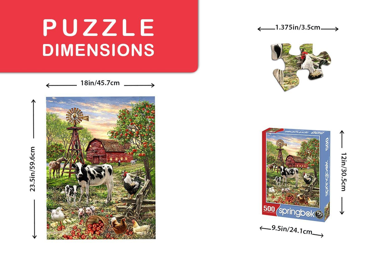 Springbok's 500 Piece Jigsaw Puzzle Barnyard Animals - Made in USA Springbok