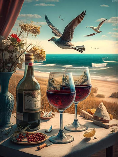 QAZWSX Wine Diamond Painting Kits for Adults, 5D DIY Diamond Art Kits Full Drill Diamond Dots for Gift Wall Decor Gem Arts 12x16inch