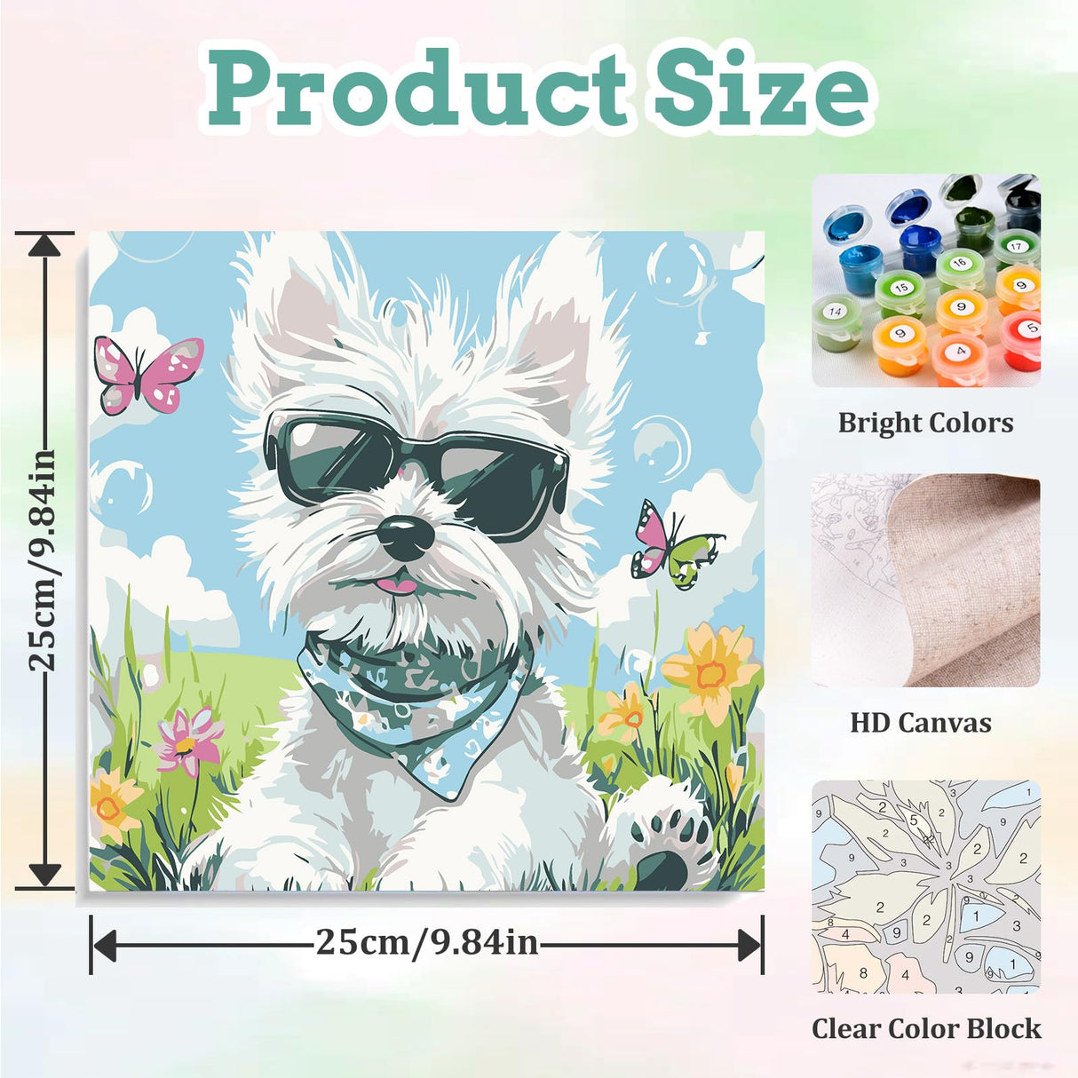 xcemhil Framed Paint by Numbers Kit for Kids and Adults, Dog Paint by Numbers for Adults, Cute Dog Kids Paint by Number Kits for Gifts and Home Decor 10x10in xcemhil