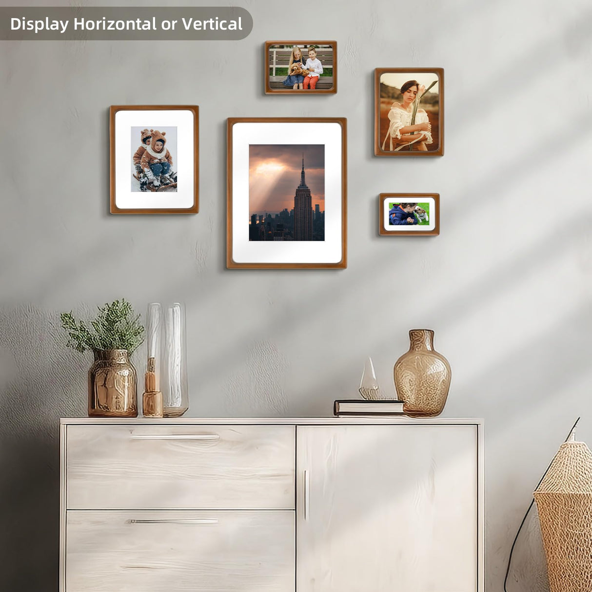 Golden State Art 5x7 Picture Frames - Brown Solid Wood with Glass, Rounded Corner 5 x 7 Picture Frame Matted to 4x6 Photos - Wall or Tabletop Decor Display Golden State Art