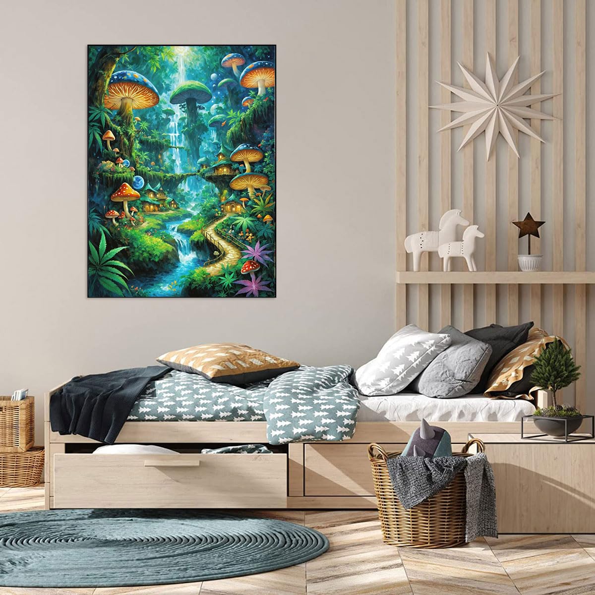 WUSARPLY Mushroom Diamond Paintings Kits for Adults, Mushrooms Forest Diamond Art Kits Full Drill Diamond Dots Paint with Diamonds Gem Arts and Crafts for Beginner Adults Home Wall Decor WUSARPLY