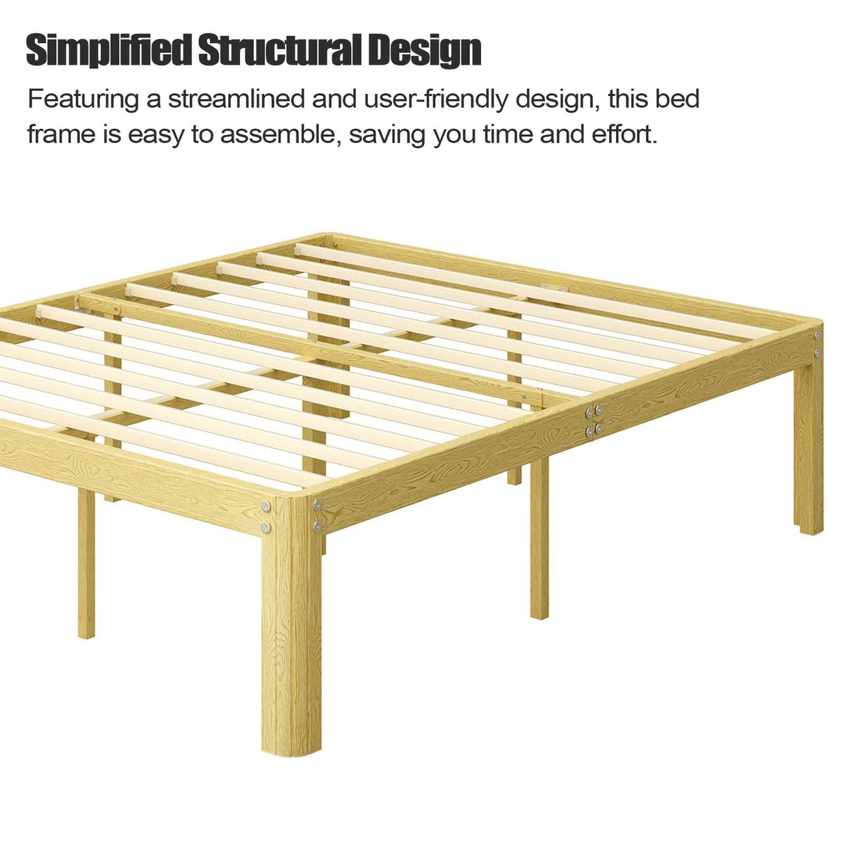 BOSRII Serenity Series Pine Grain King Size Bed Frame, Thickened and Reinforced Heavy Duty Steel Structure with 4500 LBS Support,14 Inches High No Box Spring Needed, Easy Assembly BOSRII
