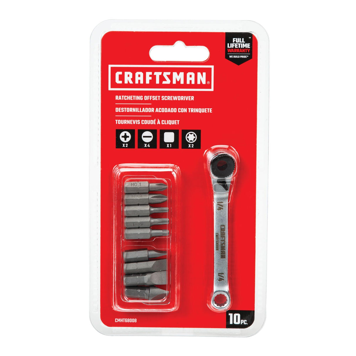 CRAFTSMAN Screwdriver Set, Ratcheting Offset, Multi-Bit, 10 Piece (CMHT68008) CRAFTSMAN