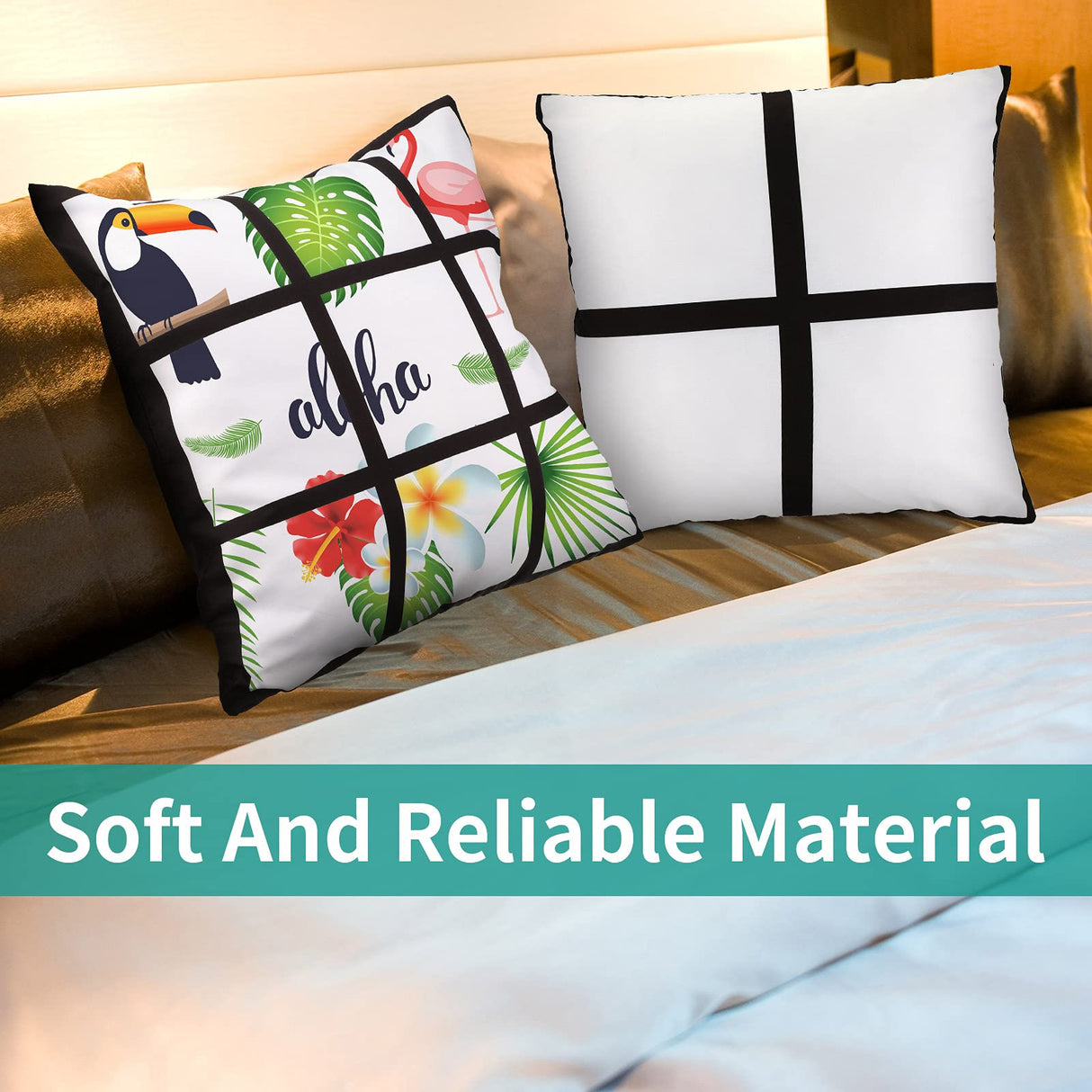 Sublimation Panel Pillow Case Sublimation Pillow Cover Sublimation Polyester Pillow Cover Blank Case Throw Pillow Covers 18 x 18 Inch for Sofa Couch Sublimation Printing, 3 Styles (6 Pieces) Geiserailie