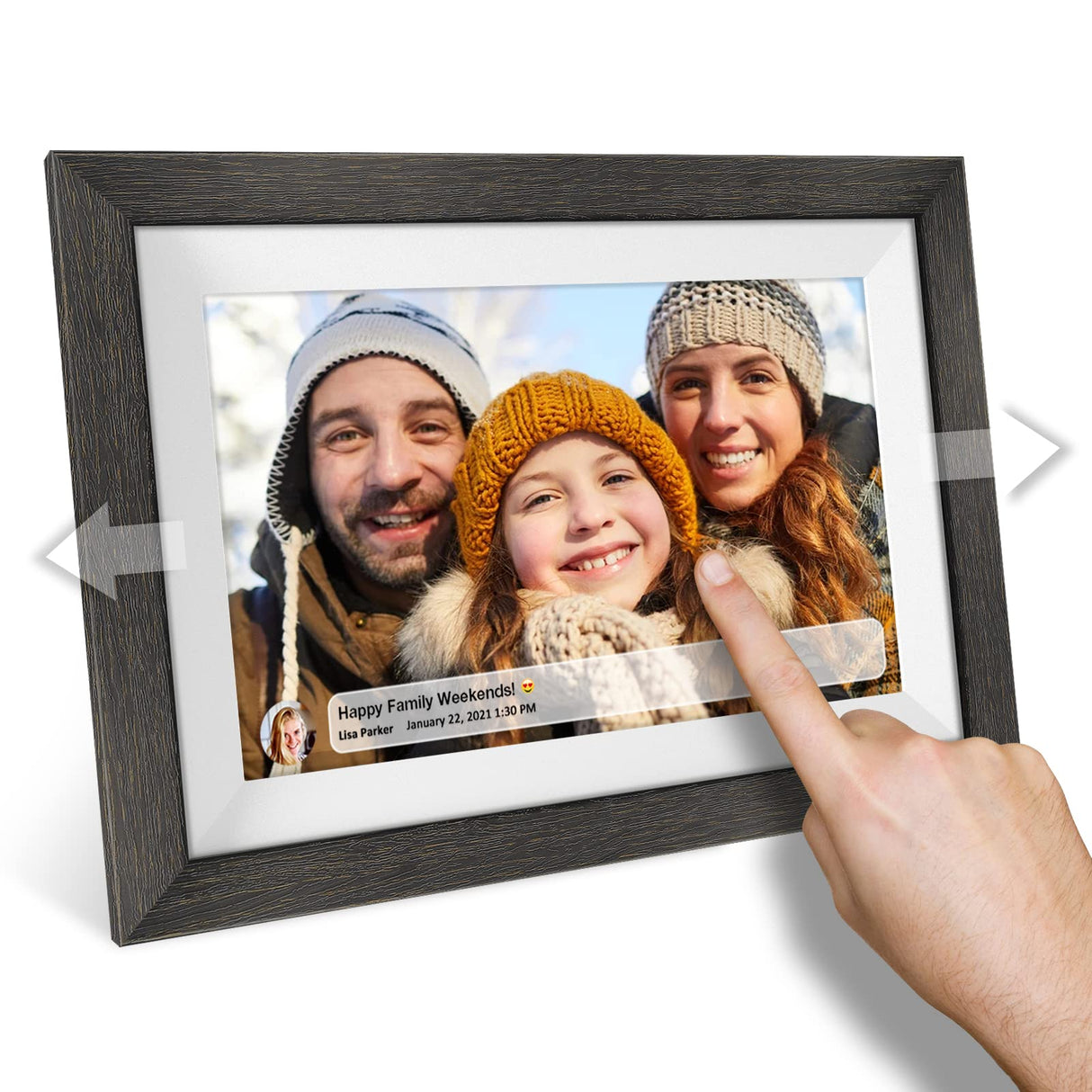Frameo 10.1 inch Digital Picture Frame WiFi Smart Digital Photo Frame Wood IPS HD 1280 * 800 1080P Touch Screen Auto-Rotate Easy Setup to use Free Share Photos and Videos Gift for mon Father Women TIKVITO