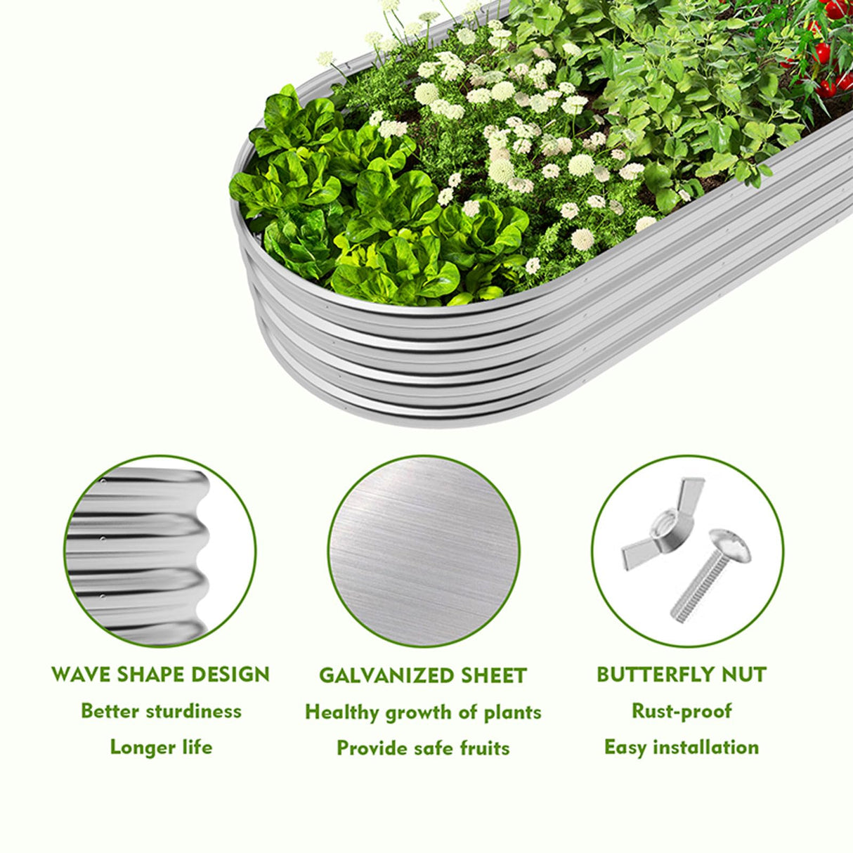 Metal Raised Garden Bed 2Sets Galvanized Planter Box for Vegetables, Flowers, Herbs, and Succulents GADI