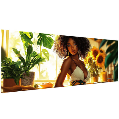 SKRYUIE 5D Large Diamond Painting Kits African American - DIY Diamond Art Kits for Adults African, Full Round Drill - Crystal Embroidery Cross Stitch - Craft for Wall Decor - 12x30 inch / 30x80 cm