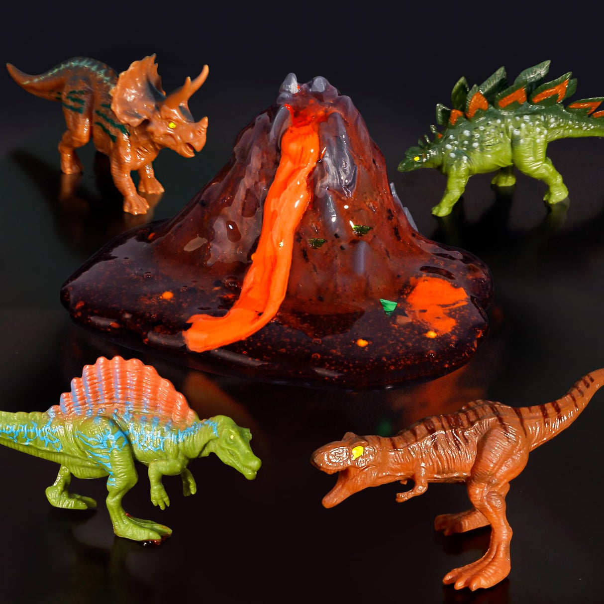 Trubic Dinosaur Slime Making Kit for Boys, Butter and Crystal Slime, Glow in The Dark and Add-ins with Storage Box, Dino Figurines with Lava, DIY Birthday Party Favors Gift Toys for Kids 6-12 Trubic