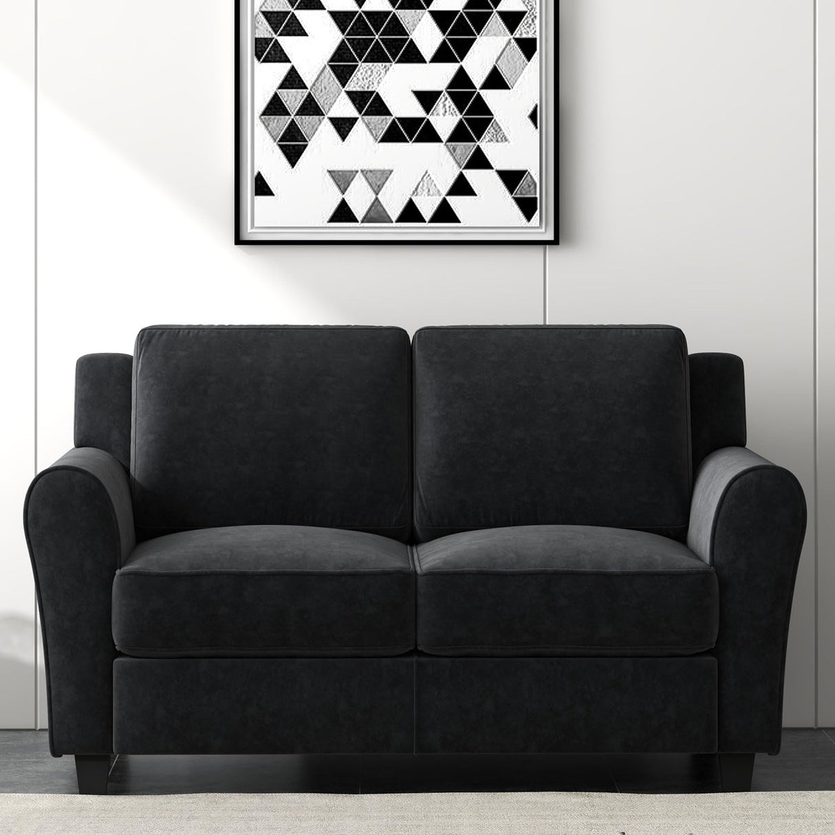 Bonzy Home 58" Black Loveseat Sofa Couch for Living Room, 2 Seater Love Seat for Small Spaces, Modern Couches with Thick Cushion for Home Apartment Office Bonzy Home