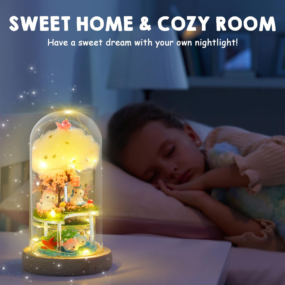Make Your Own Unicorn Night Light - Birthday Crafts Gifts for Girls Kids, Unicorns Terrarium Kit for Kids, 3-in-1 Unicorn Toys Presents, Arts and Crafts for Girl Aged 6 7 8-12 Klever Kits