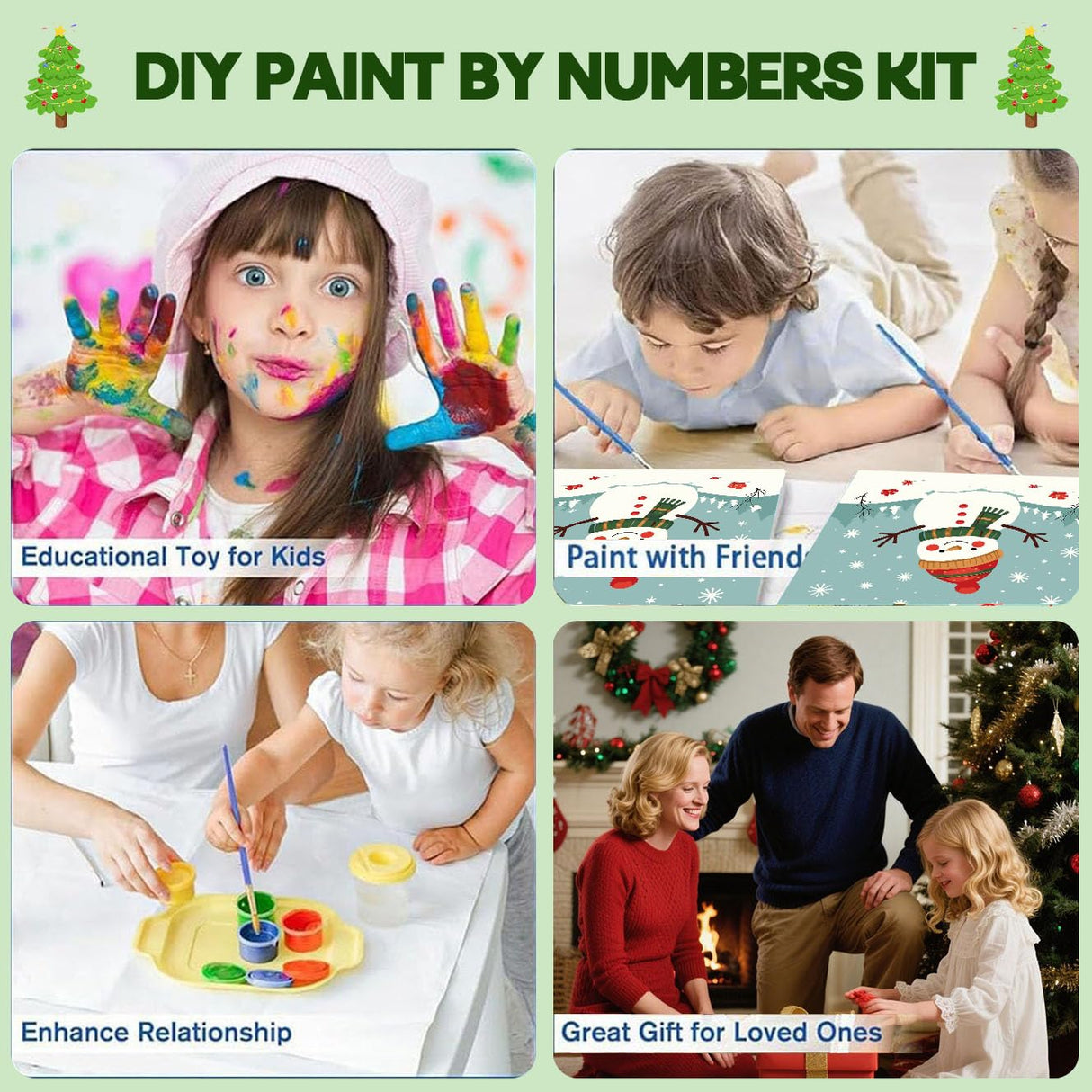 cviokrdu Christmas Paint by Numbers Kit for Kids with Frame - Wooden Easel, Snowman Paint by Numbers for Kids Ages 4 8 12, Easy Acrylic Oil Painting Kits for Home Wall Decoration 8x8 inch cviokrdu