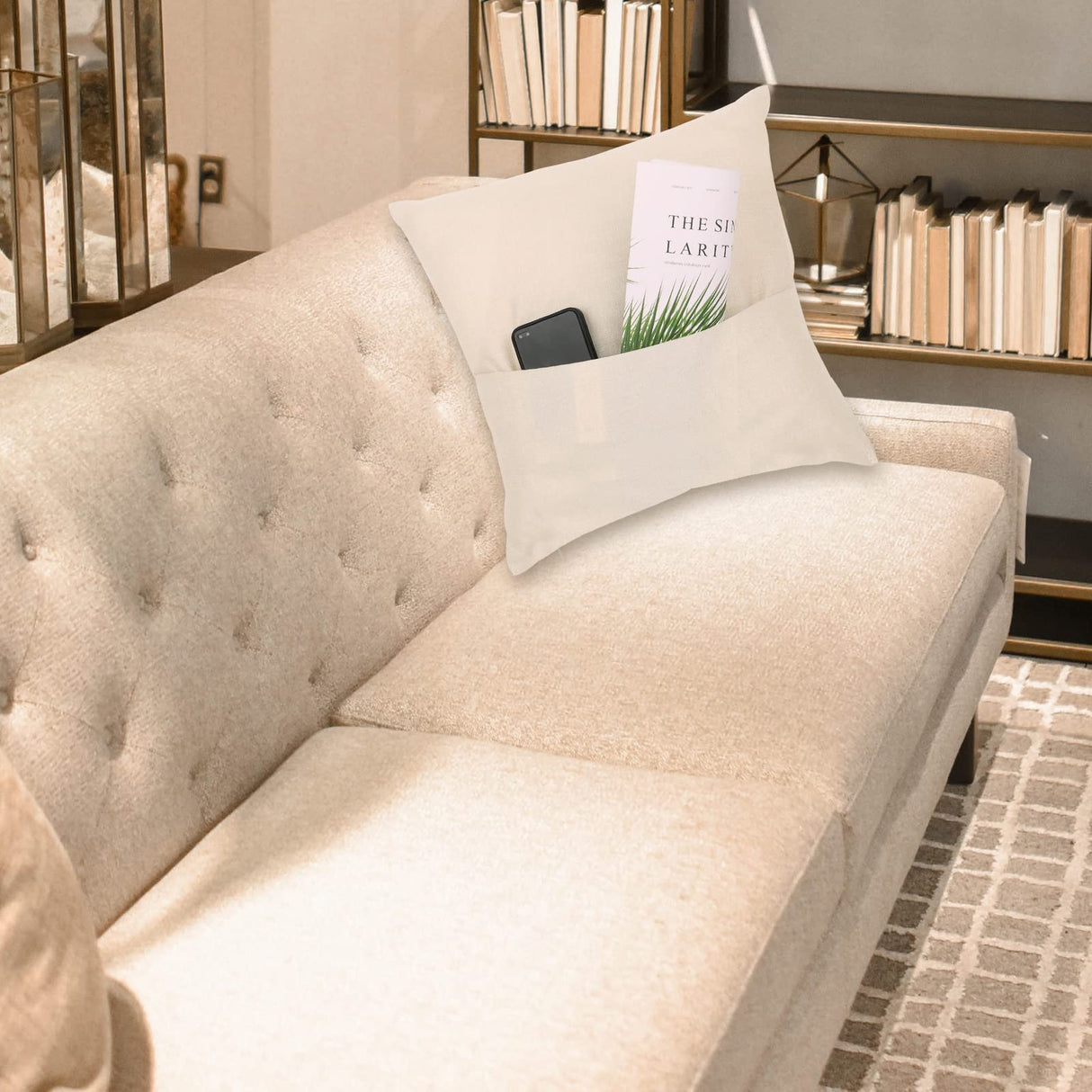 TopTie Sublimation Pocket Pillow Cases for Books Stuff Storage, 16 x 16 Inches Linen Blank Pillow Covers TopTie