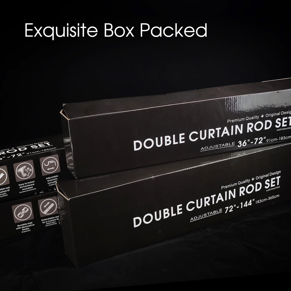 ILAISIHOME 1-1/8 Inch Diameter Faux Wood Curtain Rod with Wood Grain Finials, 72-144 inch Telescoping Double Curtain Rods for window width 68-140 inch, 1 pack ILAISIHOME