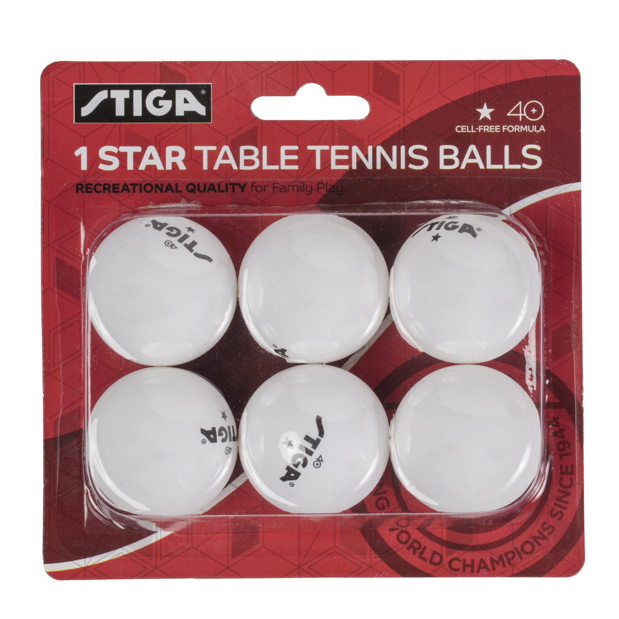 STIGA Ping Pong Balls – 6pk White 1-Star Table Tennis Balls, Official Size 40mm ABS Balls, Ultimate Durability for Indoor/Outdoor Ping Pong Tables Stiga