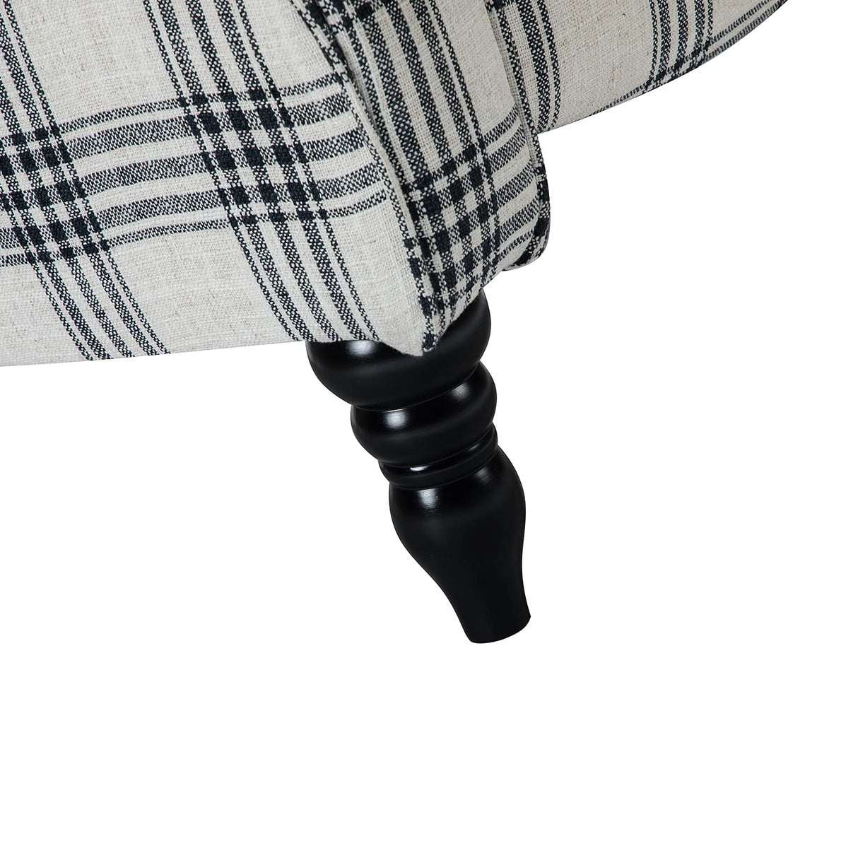 HULALA HOME Upholstered Wingback Recliner Chair, Small Adjustable Footrest Push Back Single Reclining Sofa, Mid Century Modern Lounge Armchair for Living Room, Bedroom, Reading/Plaid Black HULALA HOME