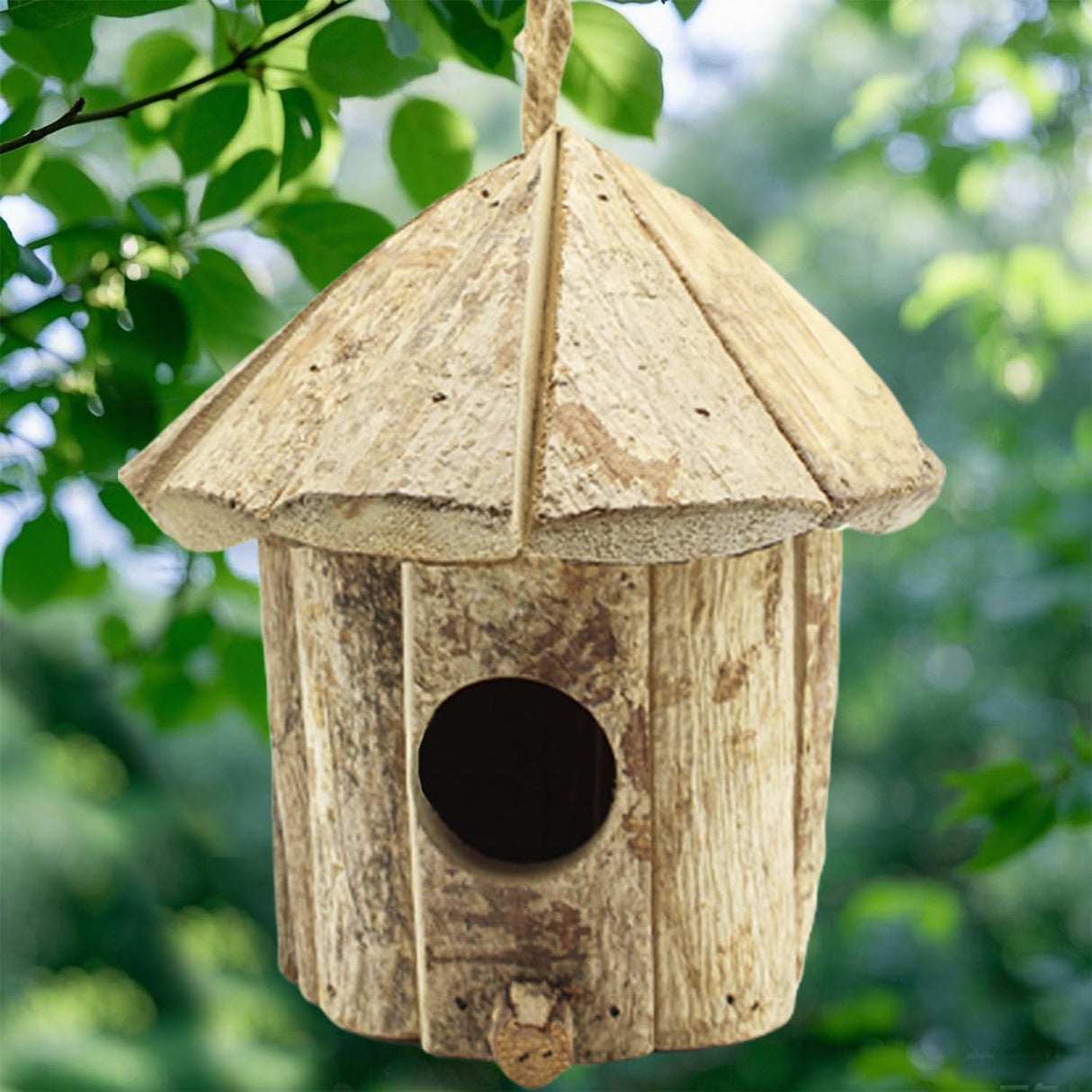 Wooden Birdhouses for Outside, Hanging Birdhouse, Cardinal Bird House Nesting Box, Natural Wood Bluebird Houses for Outdoors Finch Bluebird Cardinals, Garden Decoration DoubleWood