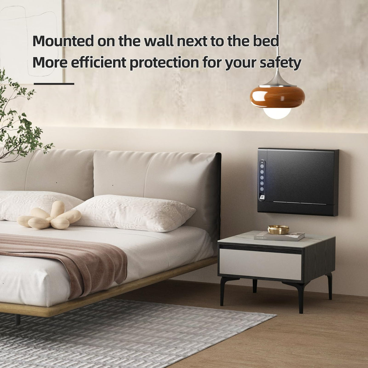 XDeer Wall Gun Safe, Biometric Gun Safes for Pistols, Quick-Access Handgun Safe with Fingerprint & Digital Key Pad, Pistol Safe for Home, Up to 1 Full-size pistol S008QG XDeer