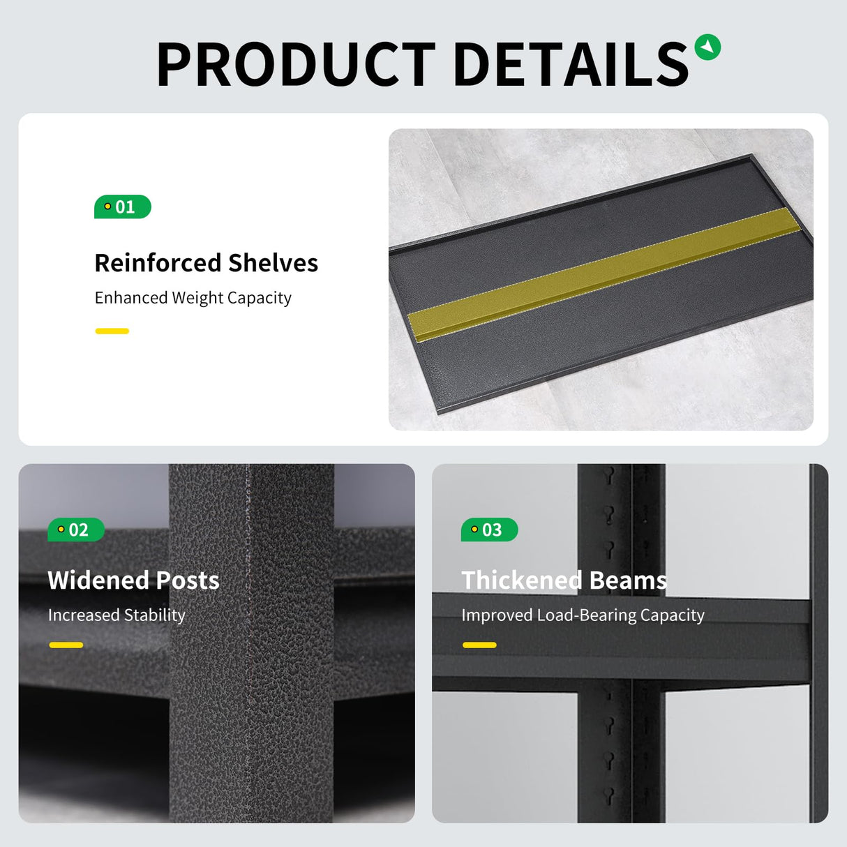 CBCNWR 63''H Garage Storage Shelves, 1600LBS Steel Heavy Duty Storage Shelves, Adjustable 5-Tier Metal Shelf Rack, Heavy Duty Shelving for Garage,Warehouse,Basement,Pantry–Black 23" W x15.7 D x63 H CBCNWR