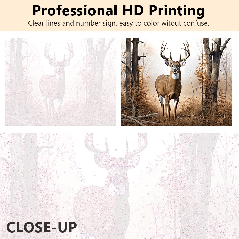 TUMOVO White Tail Buck Deer Paint by Numbers Kit for Adults & Kids, DIY Easy Oil Painting for Home Wall Decor, 16x20 Inch, Acrylic TUMOVO