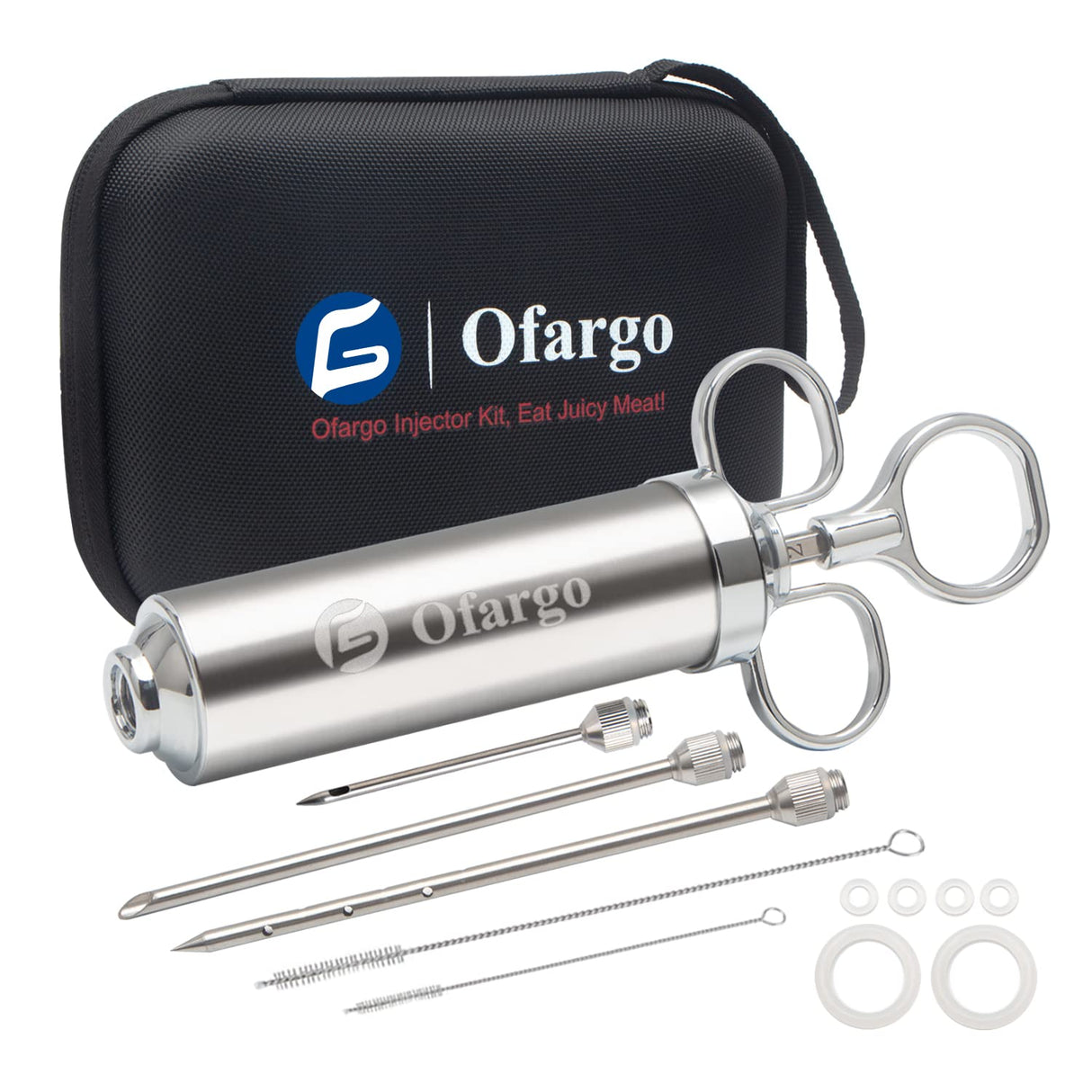 Ofargo Meat Injector, Meat Injectors for Smoking with 3 Marinade Injector Needles; Injector Marinades for Meats, Turkey, Brisket; 2-oz Ofargo
