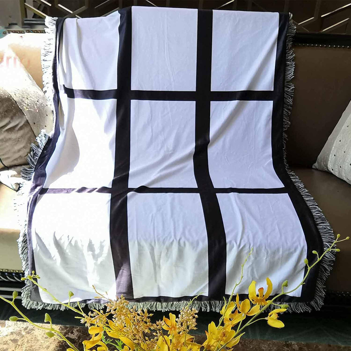 MajumDar Sublimation Blank Throw Blanket for Heat Press, Custom Personalised Baby Printed Blanket (9 Panel) MajumDar